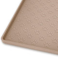 Ptlom Dog Food Mat Waterproof Pet Bowl Mats with High Lips, Non-Slip Dog Placemat Prevent Messy Spills to Floor, Silicone Puppy Feeding Tray for Small, Medium Large Dogs Cats, Taupe, 24.5" 16.5"