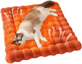 Self-Warming Cat Bed, Plush Faux Fur Pet Bed Mat with Anti-Slip Bottom, Ultra Soft Heated Bed for Cats & Medium Dogs, Cozy Fluffy Pad for Couch & Crate, Machine Washable, 27x20 Inch Orange