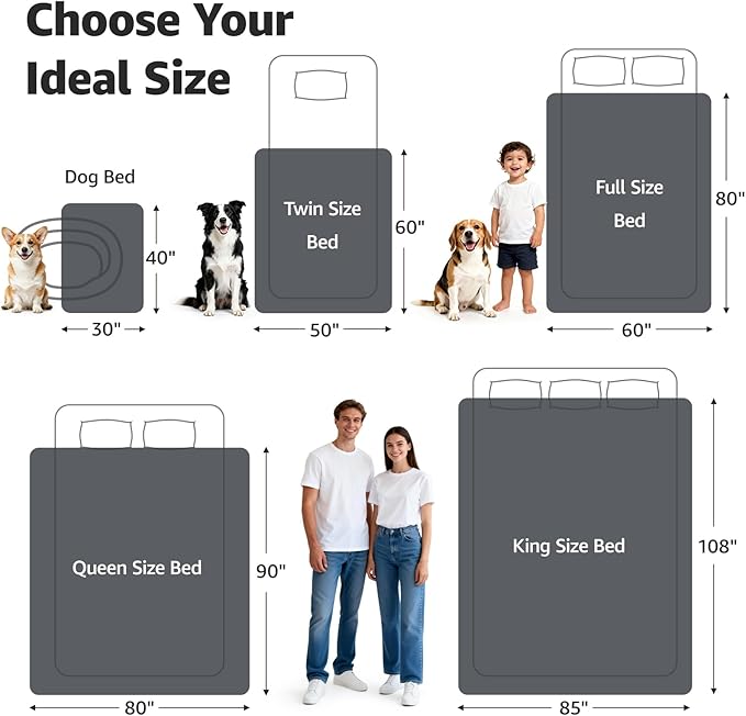 LOOBANI Waterproof Blanket for Bed: Reversible Soft Flannel Queen Bed Blanket 80" x 90", Waterproof Dog Blankets for Large Dogs, Spill-Proof Cover for Furniture Protection, Movie Time, Beige