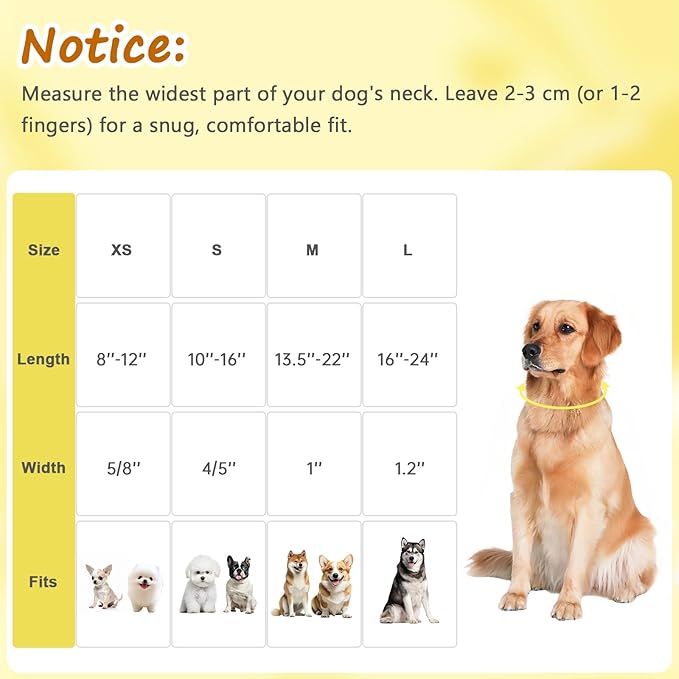 Yellow Dog Collar for Medium Dogs, Spring & Summer Theme Medium Dog Collars Featuring Bee Pollinating White Flowers Pattern, Adjustable Cotton Collar for Girl Boy Dogs -M