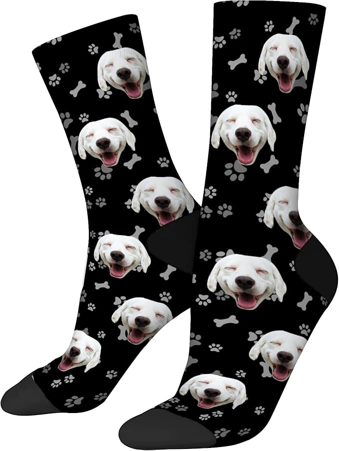 D-Story Custom Face Socks, Personalized Photo Picture on Socks, Unisex Athletic Crew Socks for Men Women