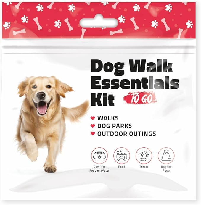 pH Advantage Dog Walking Essentials Kit – Includes Poop Bags, Disposable Water Bowl, Treats & Food – Travel-Friendly Pack Perfect for Walks, Hiking & Unexpected Emergencies - Red Style (5)