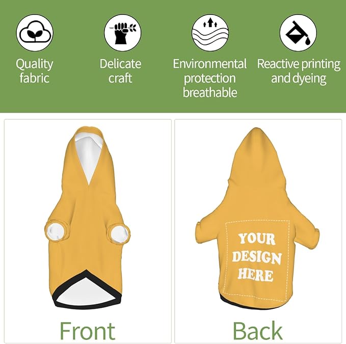 Dog Costume, Custom Dog Hoodie, Dog Name Costume Holiday Pet Pajamas Outfit, Personalized Pet Coat Costumes for Small Medium Large Dogs and Cats for Winter, Gold, M
