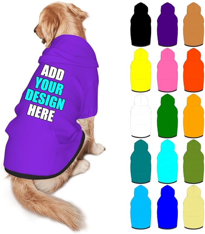 Personalized Dog Hoodie Customized with Name Photo Pet Warm Sweater Hoodie for Medium Large Dogs & Cat Puppy, BlueViolet, L