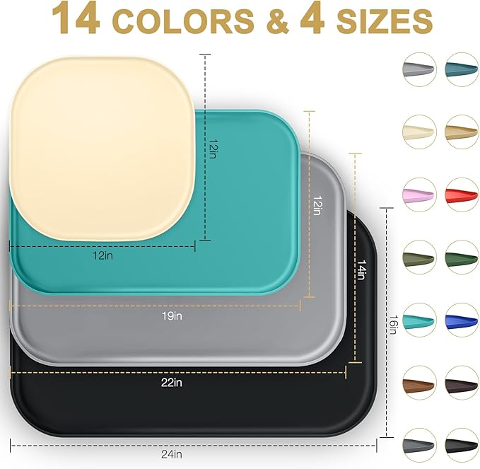 Silicone Pet Feeding Mat with Raised Edge for Food and Water, Dog Bowl Mats, Cat Bowls Placemat with High Lip for Floor Waterproof, Rubber Tray for Cats and Dogs 19 x 12 x0.7 Light Olive Green