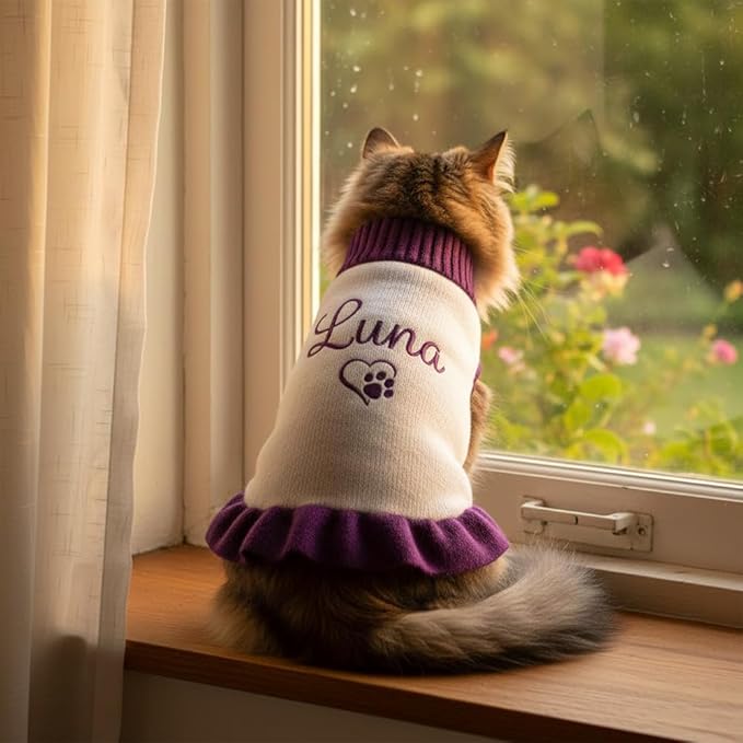 Personalized Embroidered Pet Sweater with Name, Soft Knit Dog and Cat Apparel, Custom Pet Clothing for Small to Large Pets, Ideal Gift for Pet Lovers Gift#1