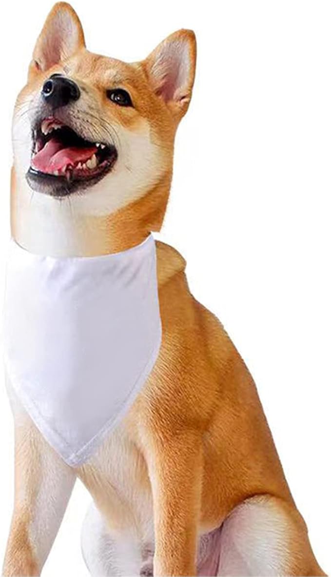 12 Pieces Sublimation Pet Bandanas White Heat Transfer Triangle Dog Scarf Blank Big Washable DIY Polyester Dog Bibs Kerchief Apparel Accessories for Dogs Puppy Cats (White-12Pack)