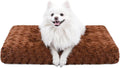 KSIIA Washable Dog Bed Deluxe Plush Dog Crate Beds Comfy Kennel Pad Anti-Slip Pet Sleeping Mat for Large, Jumbo, Medium, Small Dogs Breeds, 23" x 18", Brown