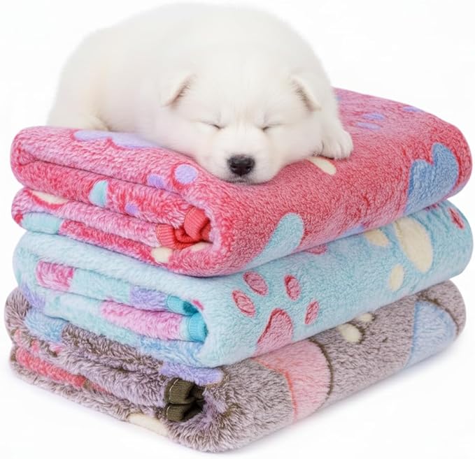 LeapSheep Pet Blankets for Dogs Cats - 3Pack Heart Pattern Super Soft Fluffy Dog Blankets for Small Medium Large Doggy Kitten(Heart, Medium)