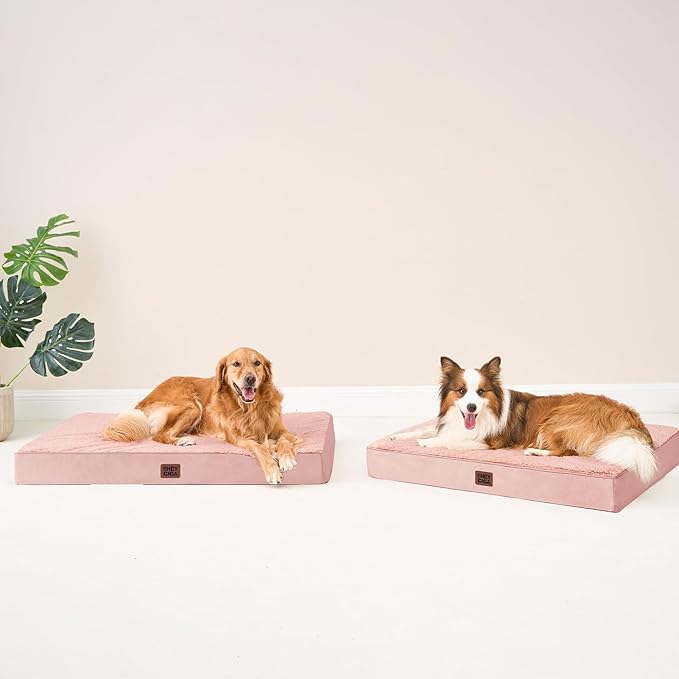 EHEYCIGA Orthopedic XL Dog Beds for Extra Large Dogs with Removable Washable Cover, Pink, 44x32