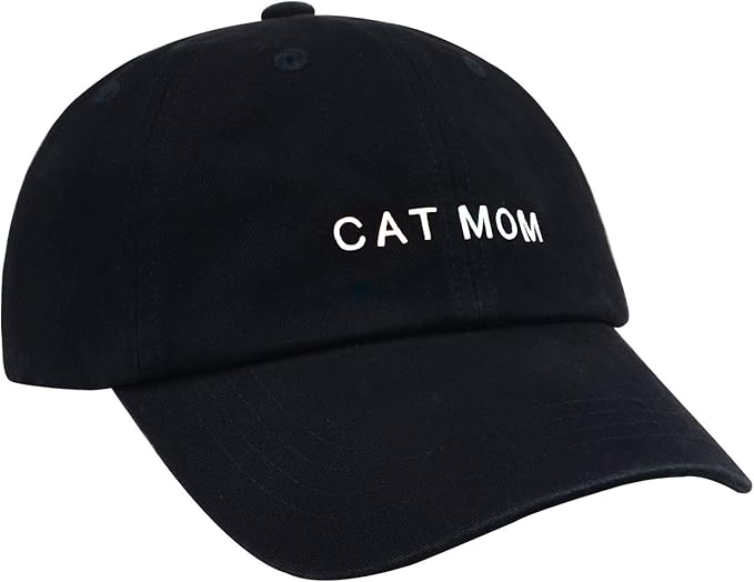 Cat Mom & Dad Hats for Proud Cat Parents | for Men & Women | Embroidered Text - Adjustable Fit - 100% Cotton