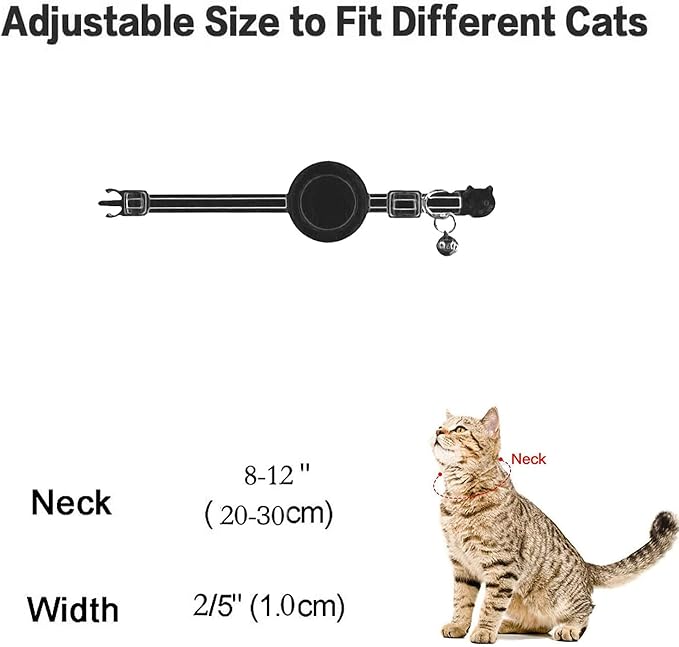 Airtag Cat Collar Breakaway, Safety Kitten Collar with Apple Airtag Holder, GPS Cat Collar with Bell, Lightweigh Tracker Cat Collars for Girl Boy Cats, Kittens and Puppies (Light Blue)