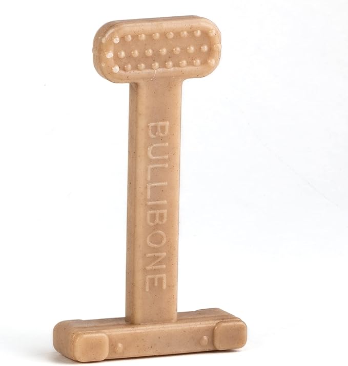 Bullibone Nylon Dog Chew Toy for Aggressive Chewers - Dental Hygiene Bone with Beef Flavor, Durable Tough Chew Toys for Small Dogs, Indestructible Dog Bone - Single