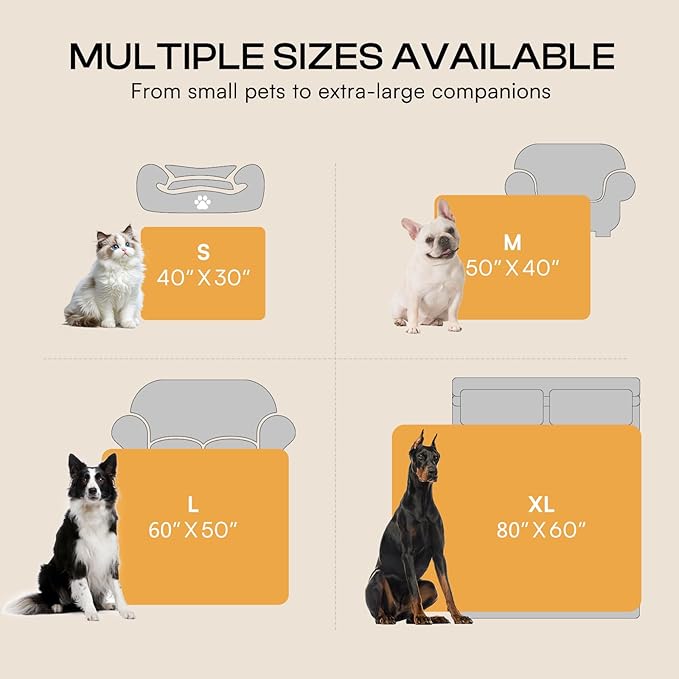 Luciphia Large Waterproof Dog Blanket for Pet Washable Liquid Proof Bed Intimacy Protection Shaggy Plush Calming Long Faux Fur Couch Cover Calming Cat Throw Blankets, Mist Grey, 60" x 80"