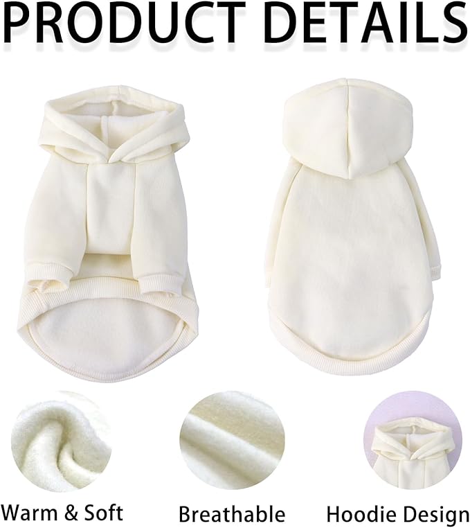 Custom Dog Hoodie, Personalized Sweatshirt with Photo Text Name Logo, Customized Hooded Sweater for Small Medium Large Dogs & Cats (Beige, XXXX-Large)