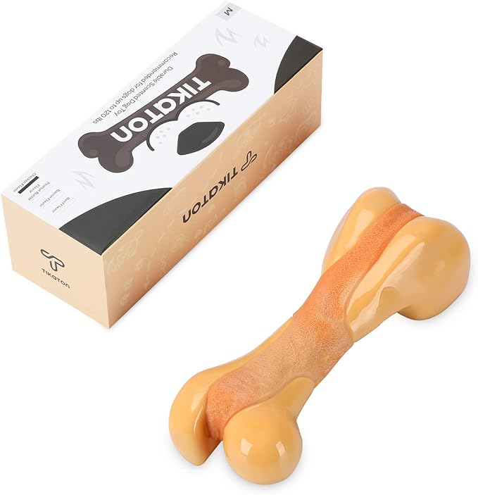 Tikaton Dog Chew Toys for Aggressive Chewers, Chicken Flavor Durable Dog Teething Chew Toys Bones for Large/Medium/Small Puppies