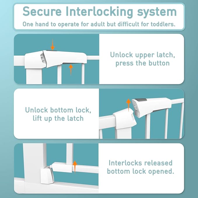 Fairy Baby 38" Extra Tall Baby Gate, 29.5"-40.5" Extra Wide Pet Gate for Dogs Puppy, Metal Auto Close Safety Child Gate for Stairs Doorways, Easy Install Pressure Mounted Dog Gate Indoor, White