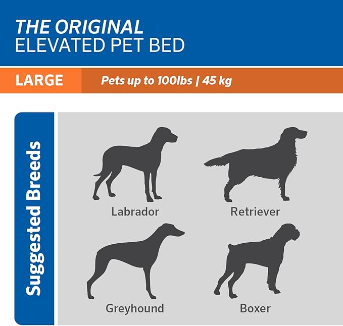 Coolaroo Original Elevated Dog Bed - Breathable Off-The-Ground Pet Bed with Cooling Fabric, Joint Relief & Moisture-Resistant Fabric, 100% Recyclable, Easy Clean, Nutmeg, Large