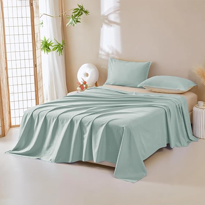 DUJUIKE Waterproof Bed Cover for Dog and Cats,Pet Hair Resistant Bed Sheet Cover, Protective Bed Liner Cover with 100% Waterproof Breathable Thin Fabric (Green, Twin 63 * 90 inch)