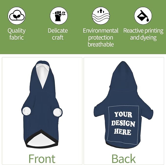 Dog Costume, Custom Dog Hoodie, Dog Name Costume Holiday Pet Pajamas Outfit, Personalized Pet Coat Costumes for Small Medium Large Dogs and Cats for Winter, Navy, XS