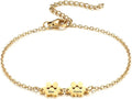 MeMeDIY Personalized Paw Print Bracelet for Women Engraved 1-5 Names Dog Cat Pet Paw Bracelet Adjustable Chain Dog Jewelry Memorial Gifts for Pet Lovers