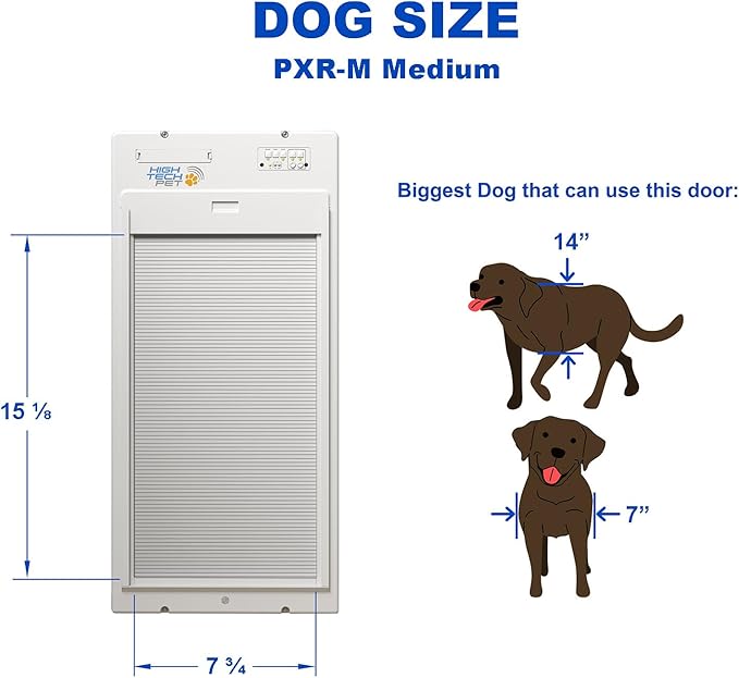 Power Pet Automatic ROLL UP Door by High Tech Pet Brand - Motorized Panel Rolls Up - Pet Operated - Remote App Control - 24/7 Exit & Entry Timers (Wall Mount, Medium)