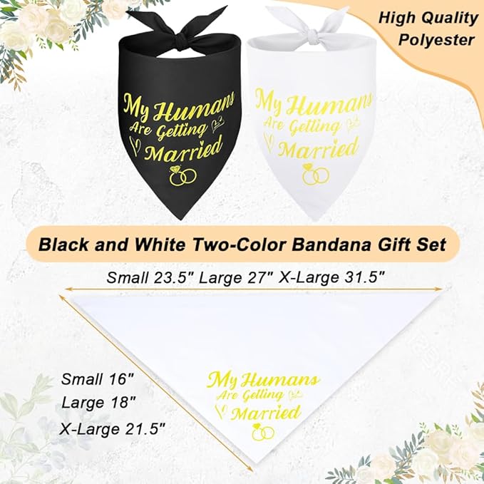 SZEE Wedding Decorations for Pets, 2 Pack My Humans are Getting Married Dog Bandanas, Engagement Party Decorations, Wedding or Engagement Gift for Couples, Dog Wedding Bandanas (Gold, L)