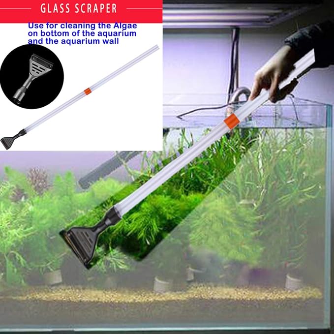 Aquarium Gravel Cleaner Siphon Fish Tank Vacuum Cleaner for Absorb Dirt Wash Sand Algae Scrapers Water Changer Gravel Washer for Fish Tank Cleaning Gravel and Sand (Normal Version)