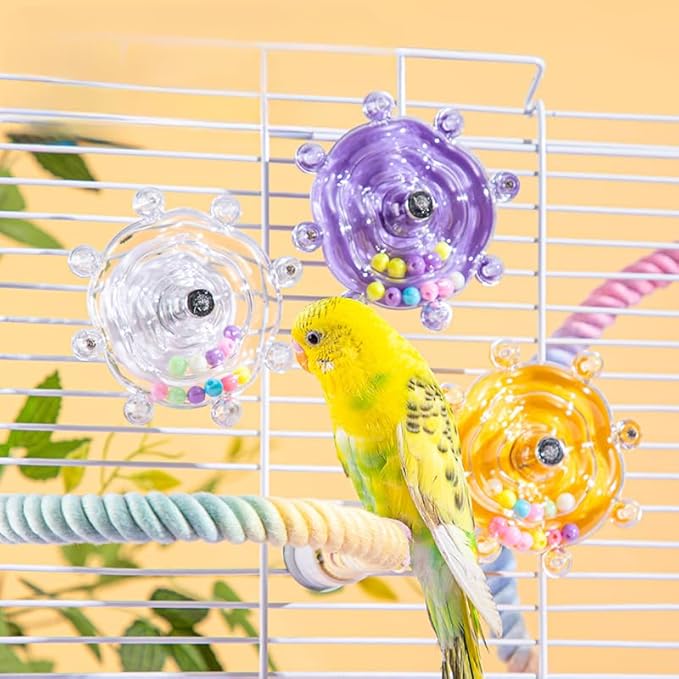 Parakeet Toys,Bird Training Foraging Toys for Parrots,Wheel Spinner Quaker Parrot Toys,Interactive Educational Training Conures,Budgie Toys,Cockatiel Toys,Lovebird Toys,Sun Conure Toys (Pink)