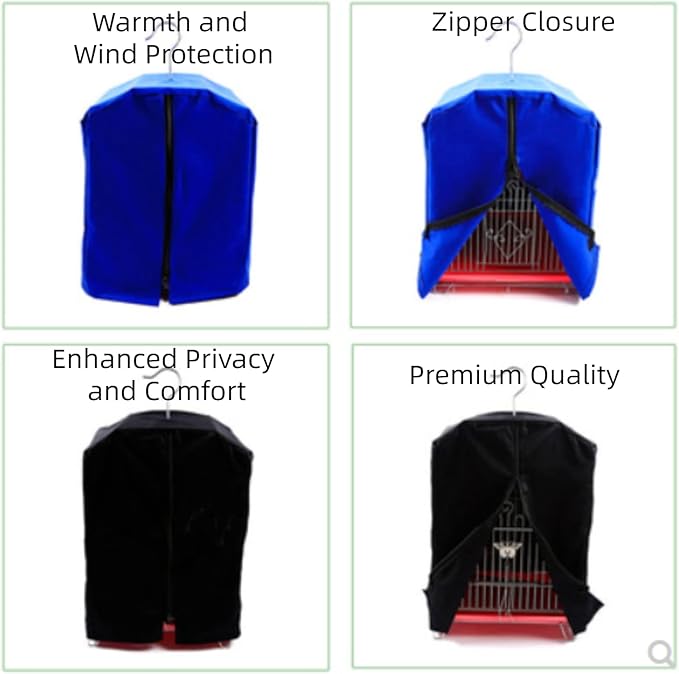 MANON ROSA Bird Cage Cover Birdcage Curtain - Enhanced Privacy Safety Comfort for Parrots Cockatiels Lovebirds Budgerigar Finch Canary Parakeet (L(14.2" L x 13.4" W x 20.5" H),Blue)