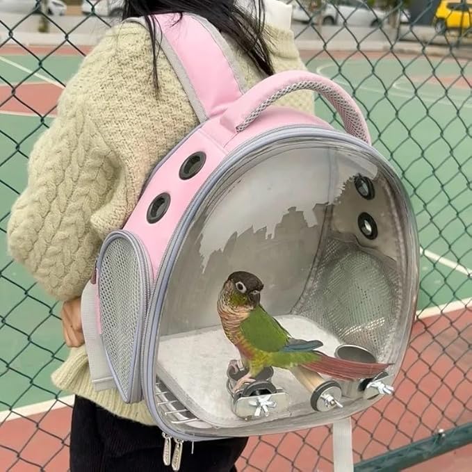 Bird Travel Carrier: Portable Backpack Cage - Breathable Mesh Lightweight Durable Design | Parrot Small Birds Conure Budgie Cockatiel/Outdoor Transport Perch-Integrated Enclosure Use (B3)