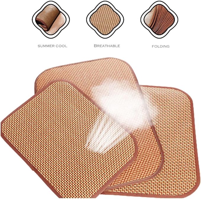 2 Pack Cat Cooling Mat Self Cool Pad Seats Summer Bamboo Rattan Woven Sleeping Rest Mats for Pets Puppy Dog Kitty Kennels Crates Guinea Pig Hamster Rabbit 35x50cm