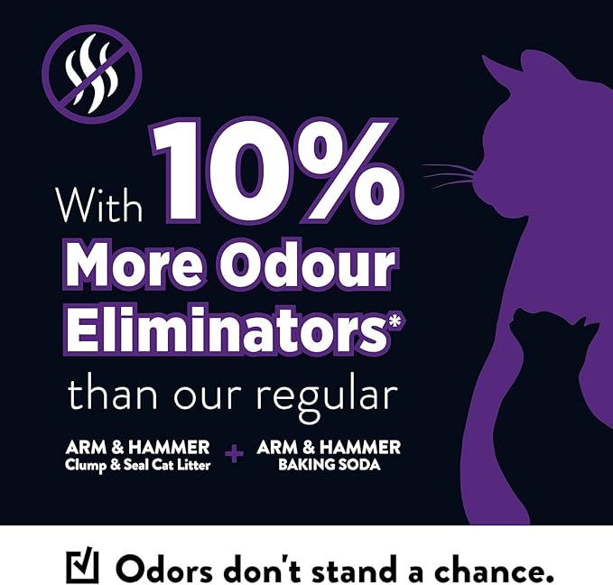 ARM & HAMMER Clump & Seal Slide Platinum Multi-Cat Clumping Cat Litter,14-Day Odor Control,EZ Clean Technology,18 lbs – No Scrubbing,Powerful Odor Eliminator,(Pack of 2)