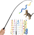 Cat Wand Toy, 8Pcs Retractable Plush Srtip Cat Teaser Wand Toys with Bell & String, Long Interactive Wand Toys for Indoor Kitten, Exercise