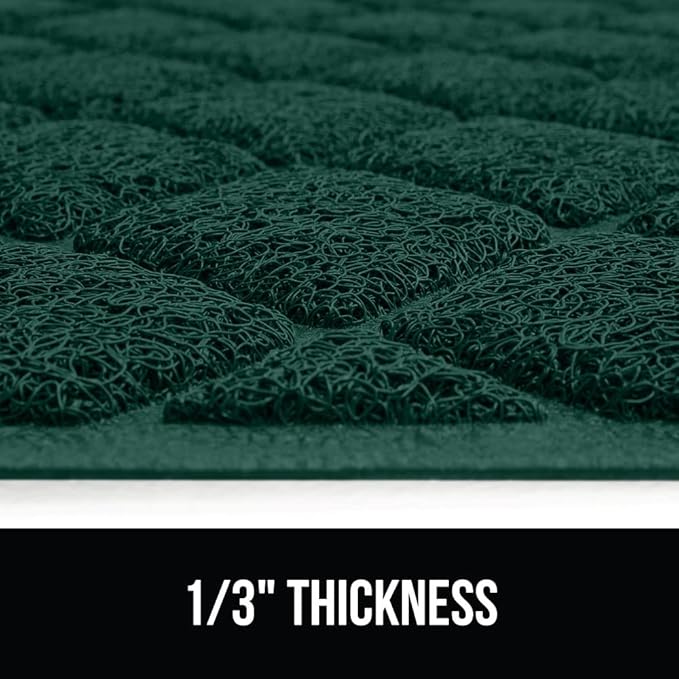 GORILLA GRIP Cat Litter Box Mat, 47x35, Water Resistant, US Designed Kitty Litter Trapping Mats, Easy to Clean, Scatter Control, Less Mess and Clean Floors, Kitten Supplies for Indoor Cats, Dark Green