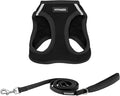 Best Pet Supplies Voyager Step-in Air All Weather Mesh Harness and Reflective Dog 5 ft Leash Combo with Neoprene Handle, for Small, Medium and Large Breed Puppies - Harness Leash Set (Black), XXS