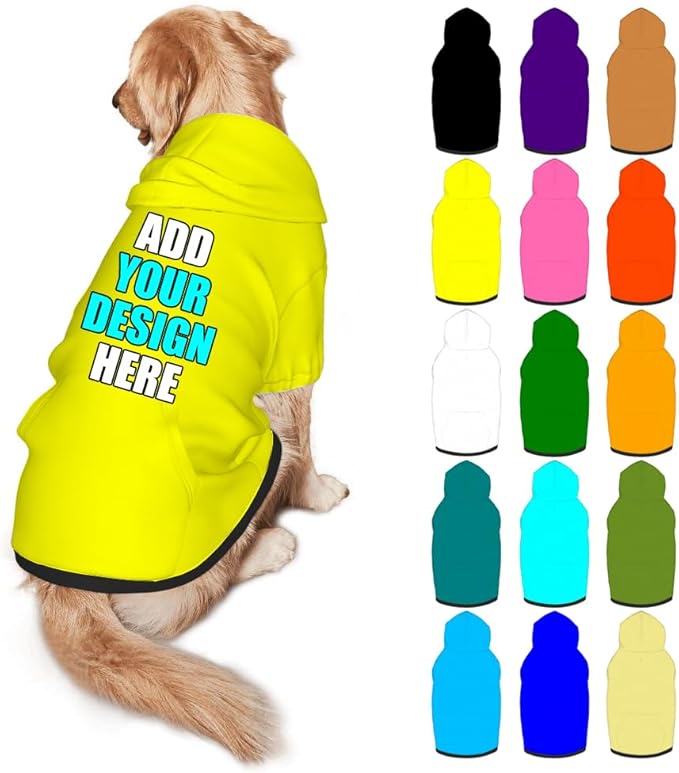 Custom Dog Clothes with Photo Name Logo Personalized Dog Sweaters for Small Medium Large Dogs Breathable Warm, Yellow, XXL
