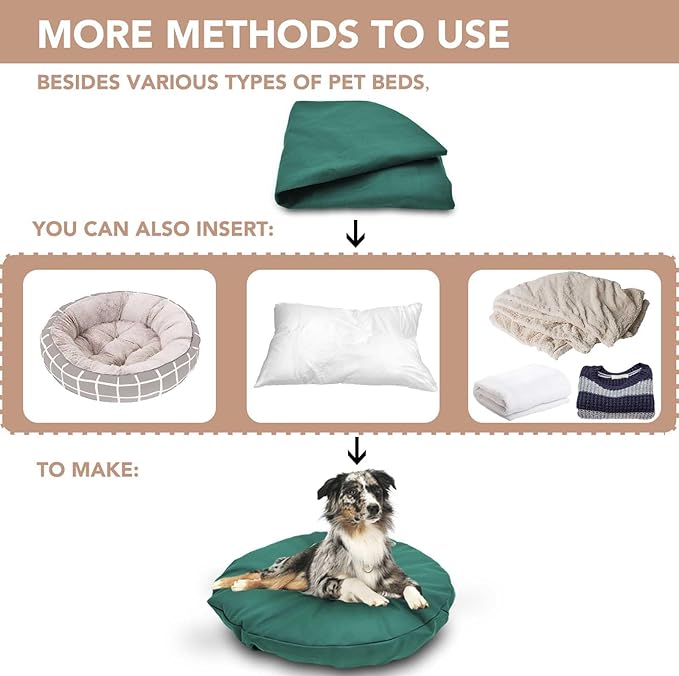 Dog Bed Cover Waterproof Replacement Machine Washable Covers for Dog Bed Heavy Duty Scratch Resistant Mattress Protector Pet Bed Round 20x20 Inch Cover Only Dark Green