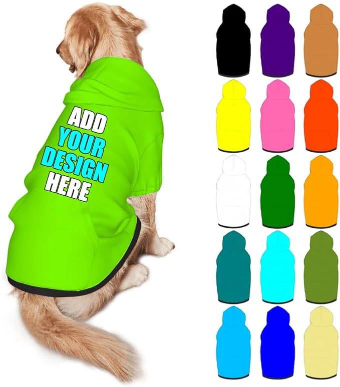 Custom Dog Clothes with Photo Name Logo Personalized Dog Sweaters for Small Medium Large Dogs Breathable Warm, LawnGreen, XL