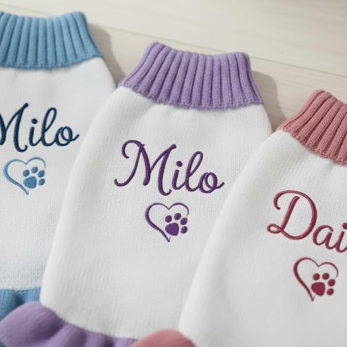 Personalized Embroidered Pet Sweater with Name, Soft Knit Dog and Cat Apparel, Custom Pet Clothing for Small to Large Pets, Ideal Gift for Pet Lovers Gift#1