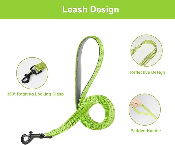 Hipubby Dog Harness and Leash Set, No Pull Soft Mesh Puppy Harness for Small Medium Dogs, Cats - Step in Reflective Breathable Lightweight Vest Harness for Walking, Training - Bright Green, M