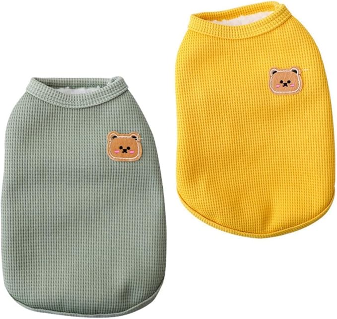 Fleece Cotton Dog Shirt & Cat Tee - Winter Warm, Lightweight, Breathable & Stretchy Sleeveless Vest for Medium & Small Dogs