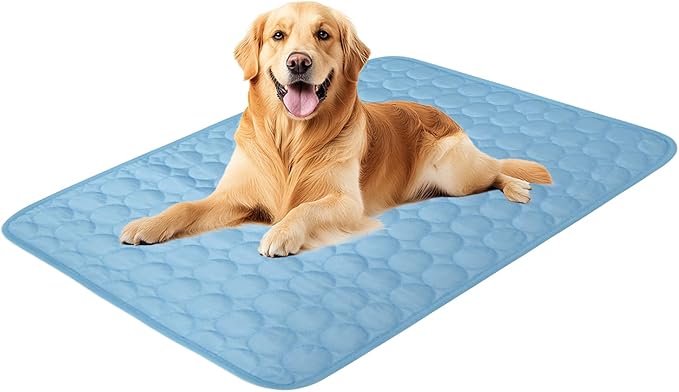 Dog Cooling Mat,2025 Upgrade Pet Cooling Mat for Dogs Cats,Summer Ice Silk Cool Mats & Sleeping Pad for Indoor or Outdoor,Perfect as Blanket for Kennel Sofa Bed Floor Car (Blue, Large, 26.7"x20.8")