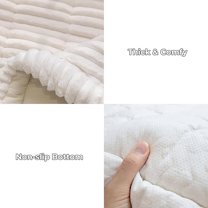 FUNNY FUZZY Pet Couch Covers for Sofa, Washable Dog Couch Cover Protector for Dogs, Flannel Couch Covers for Dogs Pet Friendly Pets Mat Bed (White, 19.7"x19.7")