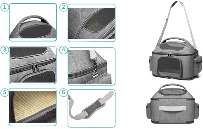 halinfer Pet Carrier for Large Fat Cats and Small Dog, Fits up to 20 pounds Car Seat Travel Carrier, Collapsible Indoor Outdoor Soft Side Carrier Bed House Airline Approved Under Seat