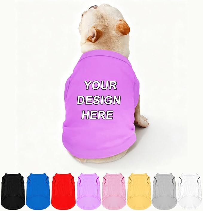 Custom Dog Shirt Pet T Shirts for Small Medium Large Dogs Customized Clothes with Image Logo Text Breathable Sleeveless Tank Top Personalized Outfits Puppy Apparel Light-Purple, XL