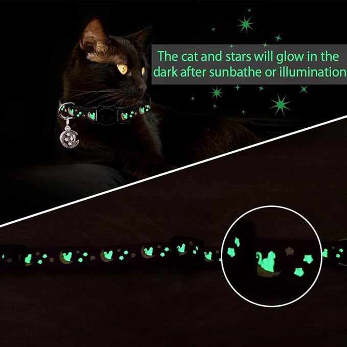 2Pcs Breakaway Cats Collars Cat Collars for Boy Cats Adjustable Kitten Collars with Bell,Black+Pink,8"-13.1"