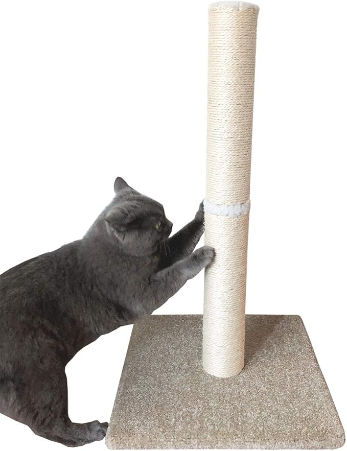 Cat Scratching Post Carpet, Tall Big Sisal Rope Cat Scratch Pole for Cats and Kittens, Stable Carpeted Heavy Base (Beige/Yellow)
