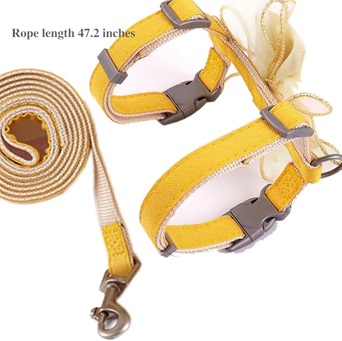 Adjustable Cat Harness with Leash and Bow-Tie, for Small to Medium Cats, Pink (Orange, S)