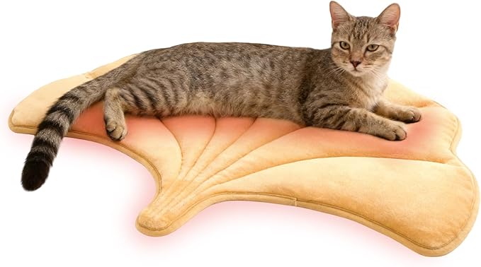 KOOLTAIL Self Warming Cat Bed Mat for Indoor Cats Dogs, Reversible Cozy Pet Heated Pad Blanket with Thermal Foil, Thicken Cat Window Perch, Puppy Kitten House for Crate Desk Floor Outdoor, Gingko Leaf